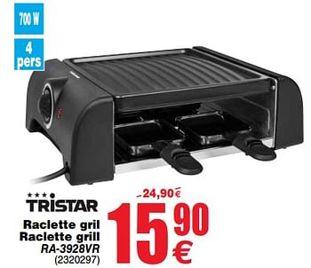 Promoties Tristar raclette gril raclette grill ra-3928vr - Tristar - Geldig van 11/12/2018 tot 24/12/2018 bij Cora
