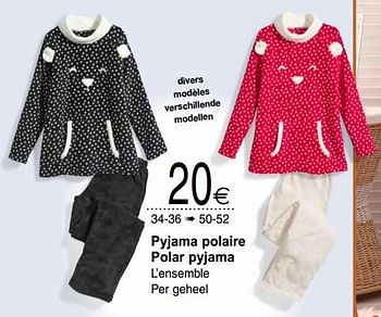 Promoties Pyjama polaire polar pyjama - INFLUX - Geldig van 11/12/2018 tot 24/12/2018 bij Cora