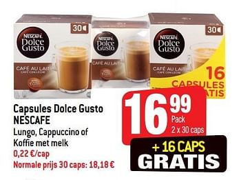 Promoties Capsules dolce gusto nescafe - Nescafe - Geldig van 12/12/2018 tot 19/12/2018 bij Smatch