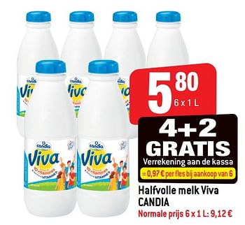 Promoties Halfvolle melk viva candia - CANDIA - Geldig van 12/12/2018 tot 19/12/2018 bij Smatch