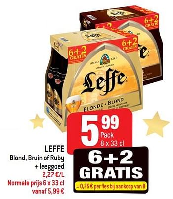 Promoties Leffe blond, bruin of ruby + leeggoed - Leffe - Geldig van 12/12/2018 tot 19/12/2018 bij Smatch