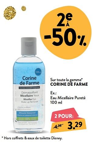 Promotions Eau micellaire pureté - Corine de farme - Valide de 05/12/2018 à 01/01/2019 chez DI