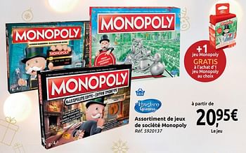 Promotions Assortiment de jeux de société monopoly - Hasbro - Valide de 05/12/2018 à 31/12/2018 chez Carrefour
