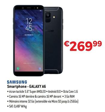 Promotions Samsung smartphone - galaxy a6 - Samsung - Valide de 10/12/2018 à 31/12/2018 chez Exellent