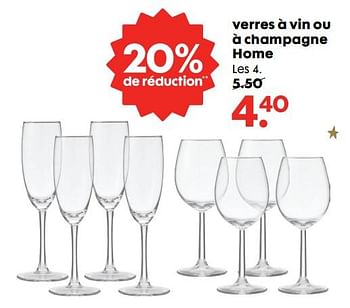 Promoties Verres à vin ou à champagne home - Huismerk - Hema - Geldig van 07/12/2018 tot 01/01/2019 bij Hema