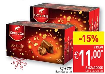 Promotions Côte d`or bouchées au lait - Cote D'Or - Valide de 11/12/2018 à 16/12/2018 chez Intermarche