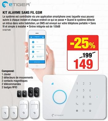 Promoties Kit alarme sans fil gsm - eTiger - Geldig van 06/12/2018 tot 31/12/2018 bij HandyHome