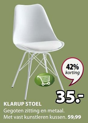 Promoties Klarup stoel - Huismerk - Jysk - Geldig van 10/12/2018 tot 23/12/2018 bij Jysk
