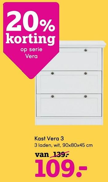 Promotions Kast vera 3 3 laden - Produit maison - Leen Bakker - Valide de 10/12/2018 à 02/01/2019 chez Leen Bakker