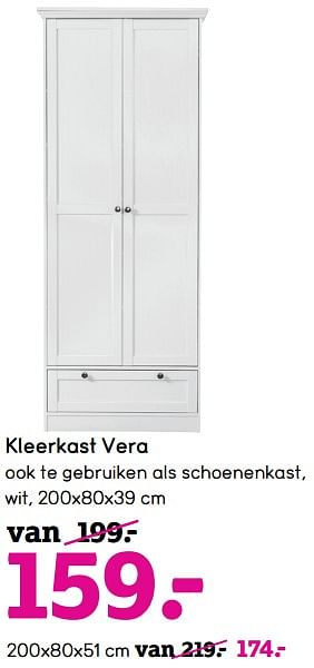 Promotions Kleerkast vera - Produit maison - Leen Bakker - Valide de 10/12/2018 à 02/01/2019 chez Leen Bakker