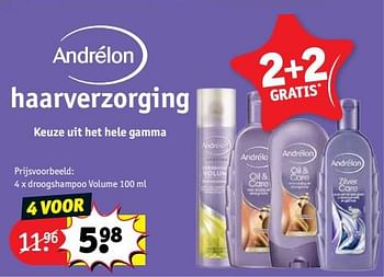 Promoties Droogshampoo volume - Andrelon - Geldig van 11/12/2018 tot 23/12/2018 bij Kruidvat