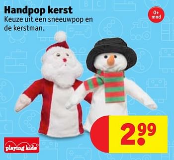 Promoties Handpop kerst - Playing Kids - Geldig van 11/12/2018 tot 23/12/2018 bij Kruidvat