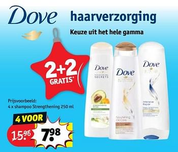Promoties Shampoo strengthening - Dove - Geldig van 11/12/2018 tot 23/12/2018 bij Kruidvat