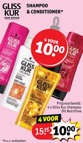 Promoties Gliss kur shampoo oil nutritive - Schwarzkopf - Geldig van 11/12/2018 tot 23/12/2018 bij Kruidvat