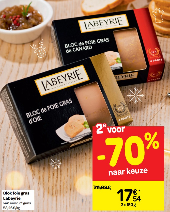 Promoties Blok foie gras labeyrie van eend of gans - Labeyrie - Geldig van 12/12/2018 tot 17/12/2018 bij Carrefour