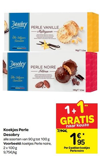 Promoties Koekjes perle noire - Desobry - Geldig van 12/12/2018 tot 17/12/2018 bij Carrefour