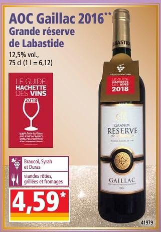 Promotions Aoc gaillac 2016 grande réserve de labastide - Vins rouges - Valide de 12/12/2018 à 18/12/2018 chez Norma