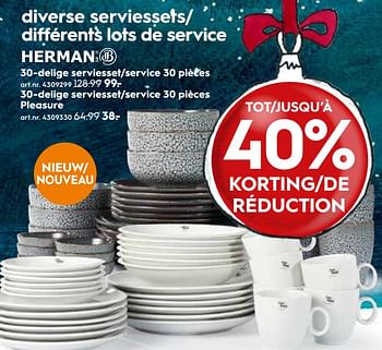 Promoties Diverse serviessets- différents lots de service - Herman - Geldig van 12/12/2018 tot 18/12/2018 bij Blokker