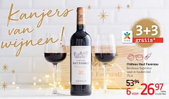 Promoties Château haut favereau bordeaux supérieur rood in houten kist - Rode wijnen - Geldig van 13/12/2018 tot 02/01/2019 bij Spar (Colruytgroup)