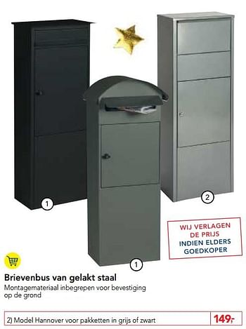 Heerlijk Maken Komst Huismerk - Makro Brievenbus van gelakt staal model hannover voor pakketten  in grijs of zwart - Promotie bij Makro