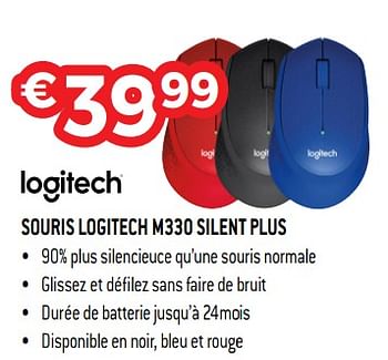 Promotions Logitech souris logitech m330 silent plus - Logitech - Valide de 10/12/2018 à 31/12/2018 chez Exellent