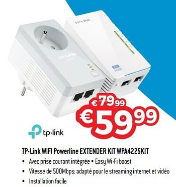 Promoties Tp-link wifi powerline extender kit wpa4225kit - TP-LINK - Geldig van 10/12/2018 tot 31/12/2018 bij Exellent