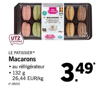 Promotions Macarons - Le Patissier - Valide de 17/12/2018 à 24/12/2018 chez Lidl