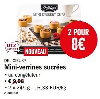 Promotions Mini-verrines sucrées - Delicieux - Valide de 17/12/2018 à 24/12/2018 chez Lidl