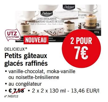 Promotions Petits gâteaux glacés raffinés - Delicieux - Valide de 17/12/2018 à 24/12/2018 chez Lidl