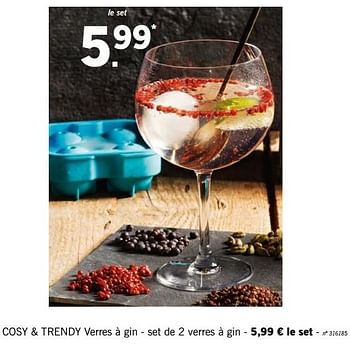 Promoties Verres à gin - Cosy & Trendy - Geldig van 17/12/2018 tot 24/12/2018 bij Lidl