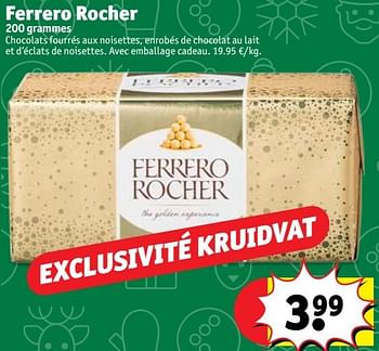 Promotions Ferrero rocher - Ferrero - Valide de 11/12/2018 à 23/12/2018 chez Kruidvat