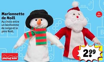 Promoties Marionnette de noël - Playing Kids - Geldig van 11/12/2018 tot 23/12/2018 bij Kruidvat