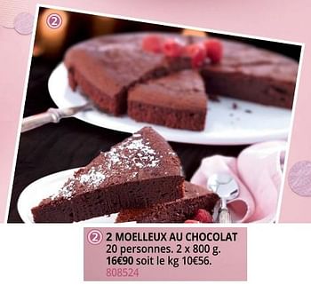 Promoties 2 moelleux au chocolat - Huismerk - Auchan - Geldig van 28/11/2018 tot 27/12/2018 bij Auchan