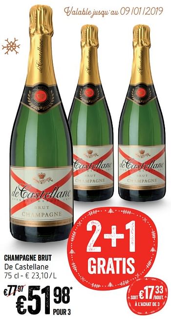 Promoties Champagne brut de castellane - Champagne - Geldig van 13/12/2018 tot 19/12/2018 bij Delhaize