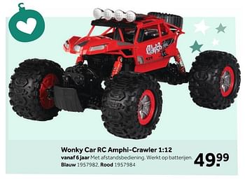 Promoties Wonky car rc amphi-crawler 1:12 - Wonky - Geldig van 10/12/2018 tot 26/12/2018 bij Intertoys