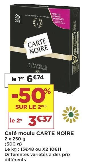 Promotions Café moulu carte noire - CarteNoire - Valide de 11/12/2018 à 24/12/2018 chez Super Casino