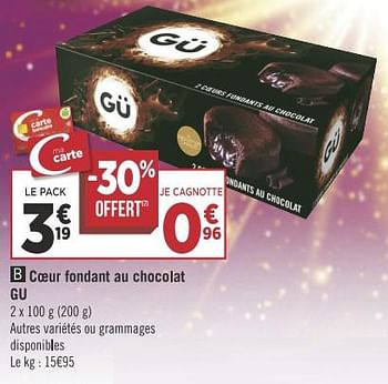 Promoties Coeur fondant au chocolat gu - Gu - Geldig van 11/12/2018 tot 24/12/2018 bij Géant Casino
