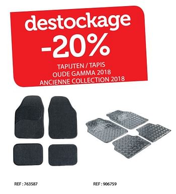 Promotions Destockage -20% tapijten - tapis oude gamma 2018 ancienne collection 2018 - Produit maison - Auto 5  - Valide de 13/12/2018 à 06/01/2019 chez Auto 5