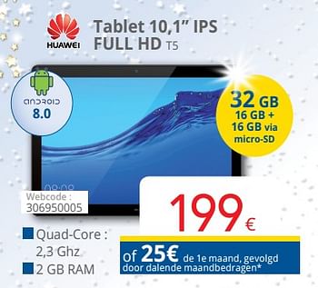 Promotions Huawei tablet 10,1`` ips full hd t5 - Huawei - Valide de 10/12/2018 à 31/12/2018 chez Eldi
