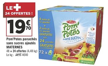Promotions Pom`potes panachés sans sucres ajoutés maternes - Materne - Valide de 11/12/2018 à 24/12/2018 chez Géant Casino