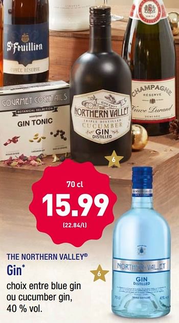 Promotions Gin - The northern valley - Valide de 17/12/2018 à 22/12/2018 chez Aldi