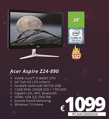 Promoties Acer aspire z24-890 - Acer - Geldig van 07/12/2018 tot 31/12/2018 bij Compudeals