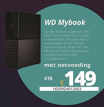 Promoties Wd mybook - Western Digital - Geldig van 07/12/2018 tot 31/12/2018 bij Compudeals