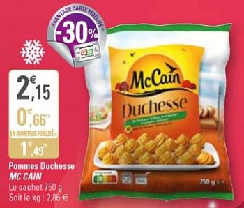 Promotions Pommes duchesse mc cain - Mc Cain - Valide de 12/12/2018 à 30/12/2018 chez G20