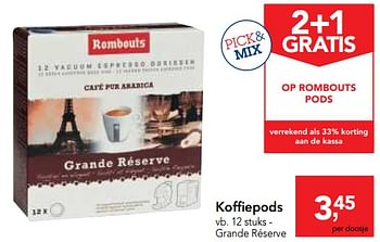 Promoties Koffiepods grande réserve - Rombouts - Geldig van 19/12/2018 tot 31/12/2018 bij Makro