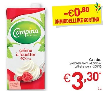 Promoties Campina opklopbare room - Campina - Geldig van 18/12/2018 tot 24/12/2018 bij Intermarche