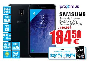 Promotions Samsung smartphone galaxy j4+ - Samsung - Valide de 18/12/2018 à 31/12/2018 chez Cora