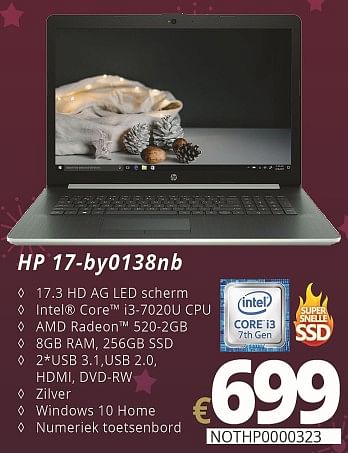 Promotions Hp 17-by0138nb - HP - Valide de 07/12/2018 à 31/12/2018 chez Compudeals