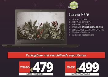 Promoties Lenovo v110 - Lenovo - Geldig van 07/12/2018 tot 31/12/2018 bij Compudeals