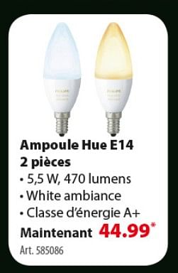 Promotions Ampoule hue e14 2 pièces - Philips - Valide de 19/12/2018 à 31/12/2018 chez Gamma